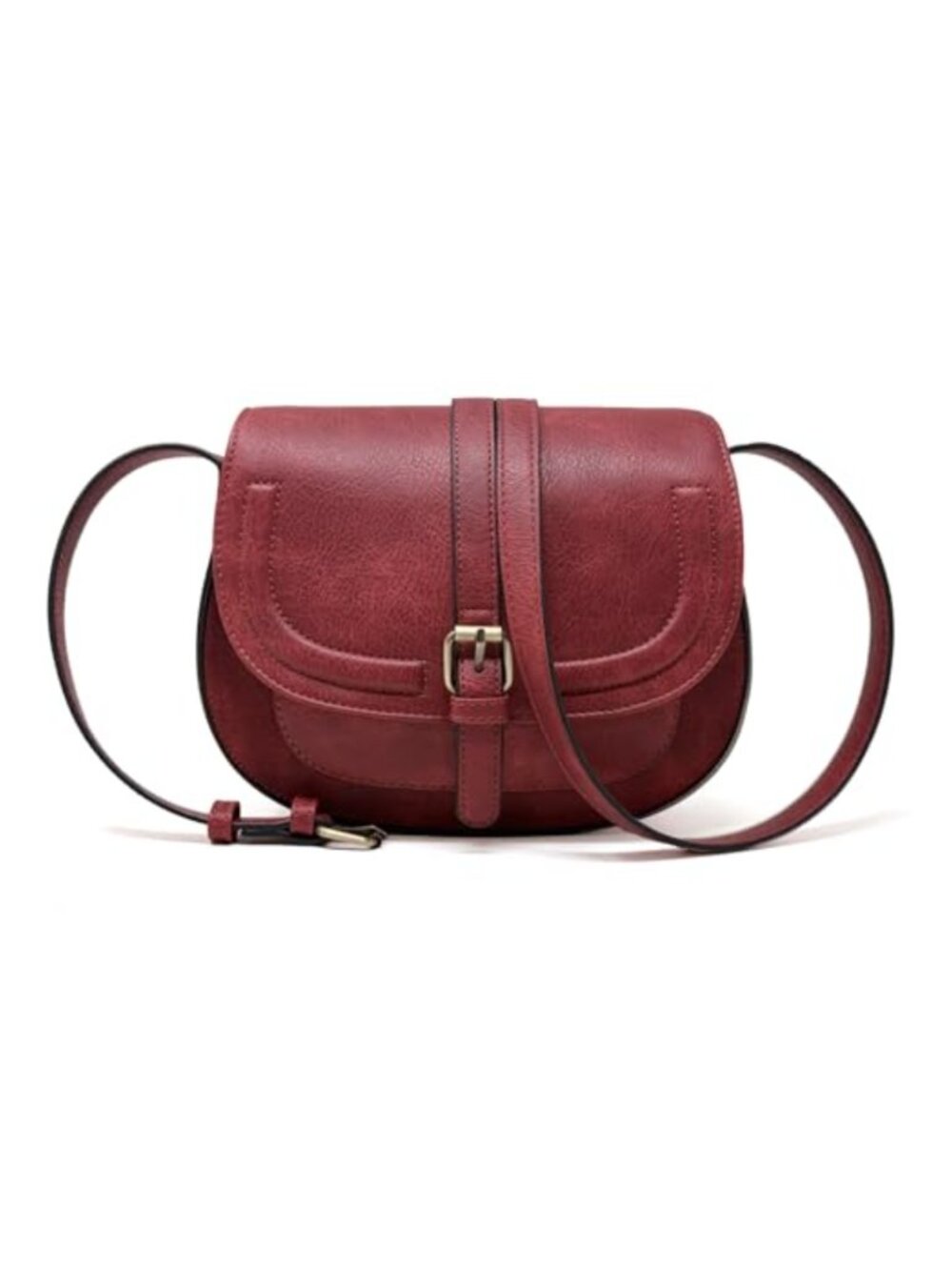 Vegan Leather Saddle Crossbody Bag Small Boho Purse Adjustable Strap